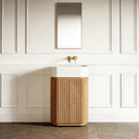 Chic Natural Oak Wood Grain Cylinder Vanity Unit 600mm