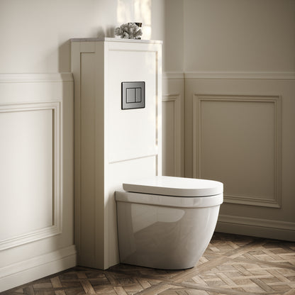 Berkeley Traditional Back to Wall Rimless Toilet with Concealed Cistern, Matte Cream Claridge Housing and Gunmetal Flush Plate