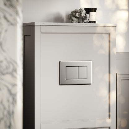 Berkeley Traditional Back to Wall Rimless Toilet with Concealed Cistern, Matte Stone Claridge Housing and Brushed Stainless Flush Plate