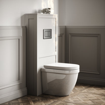Berkeley Traditional Back to Wall Rimless Toilet with Concealed Cistern, Matte Stone Claridge Housing and Gunmetal Flush Plate