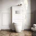 Berkeley Traditional Back to Wall Rimless Toilet with Concealed Cistern, Matte White Claridge Housing and Brushed Stainless Flush Plate