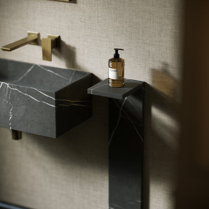 Colonna Pietra Grey Marble Pedestal Shelf