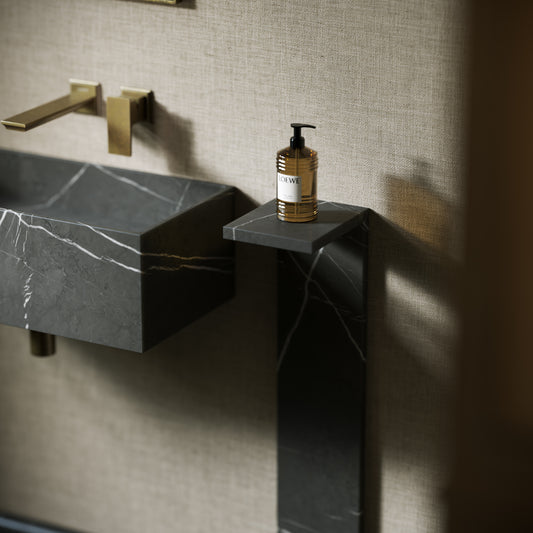 Colonna Pietra Grey Marble Pedestal Shelf