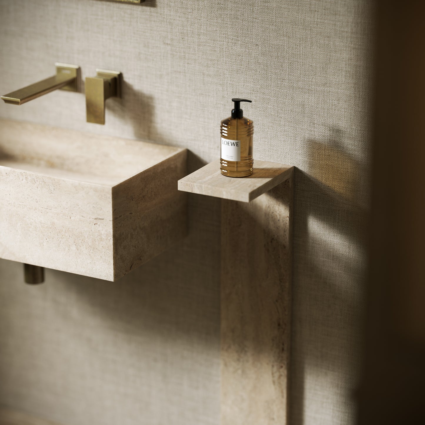 Colonna Travertine Stone Pedestal Shelf