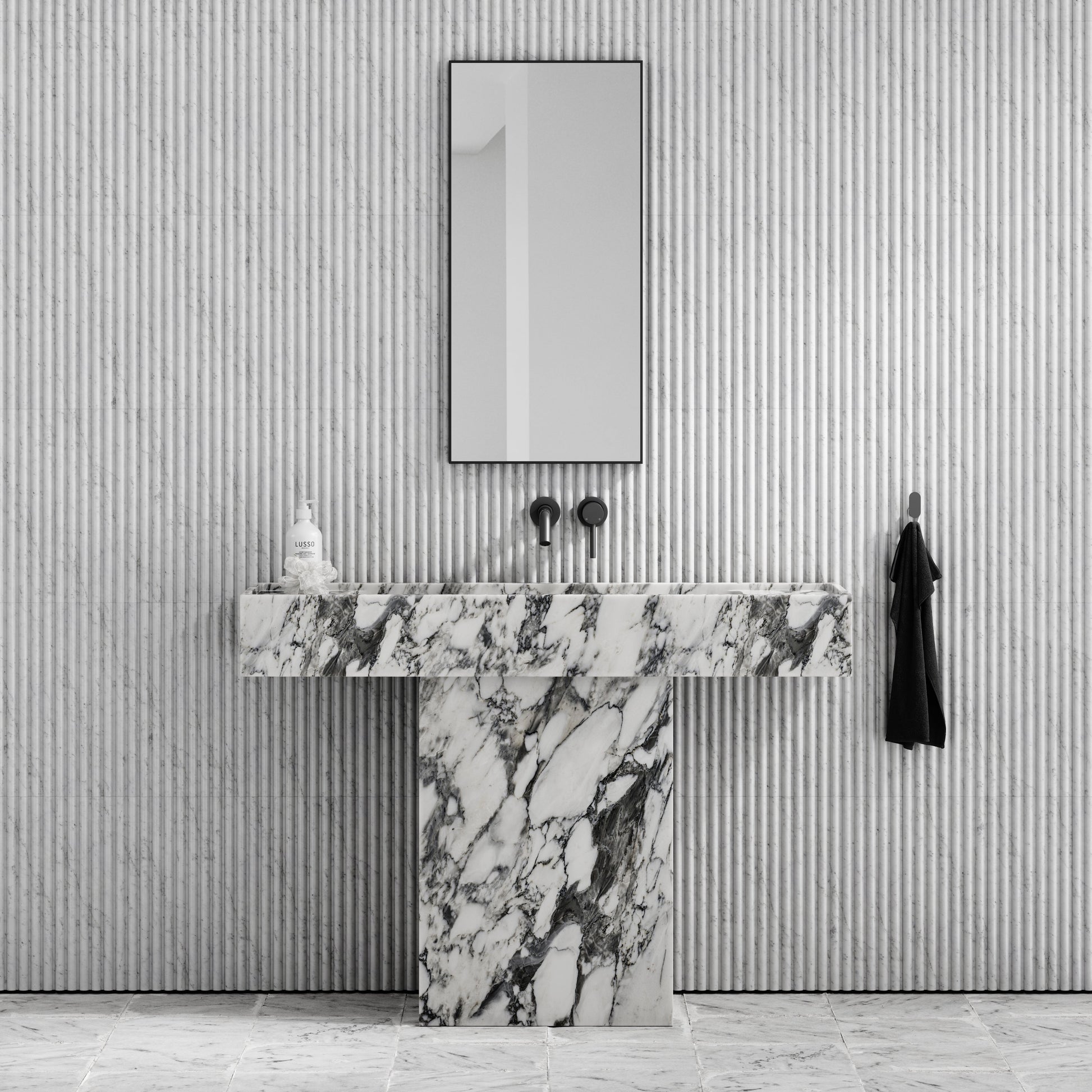 Concerto Arabescato Marble Pedestal Basin 1200mm