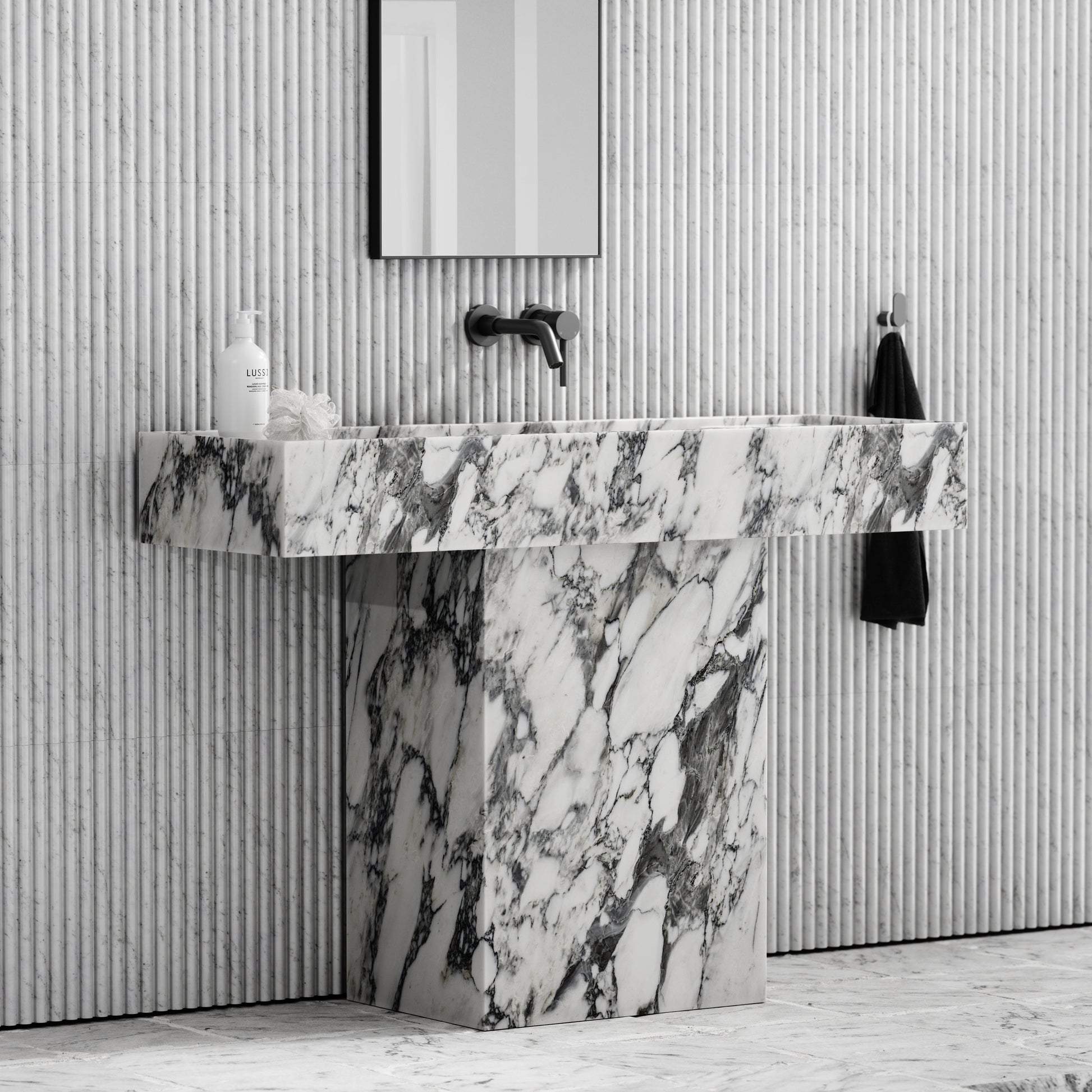 Concerto Arabescato Marble Pedestal Basin 1200mm