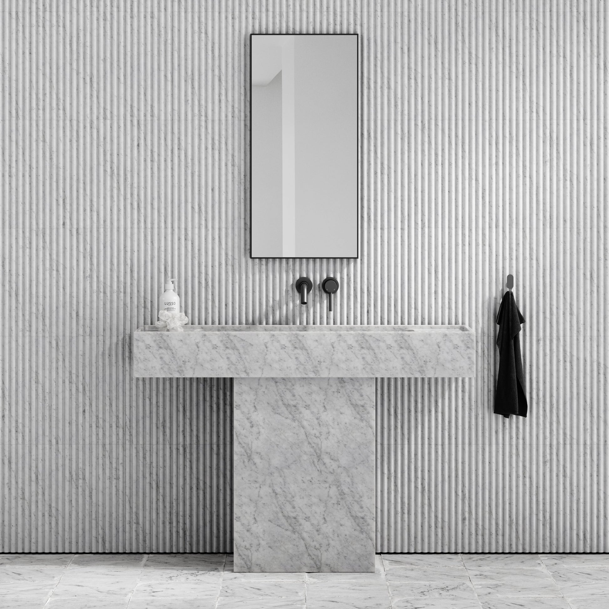 Concerto Carrara Marble Pedestal Basin 1200mm