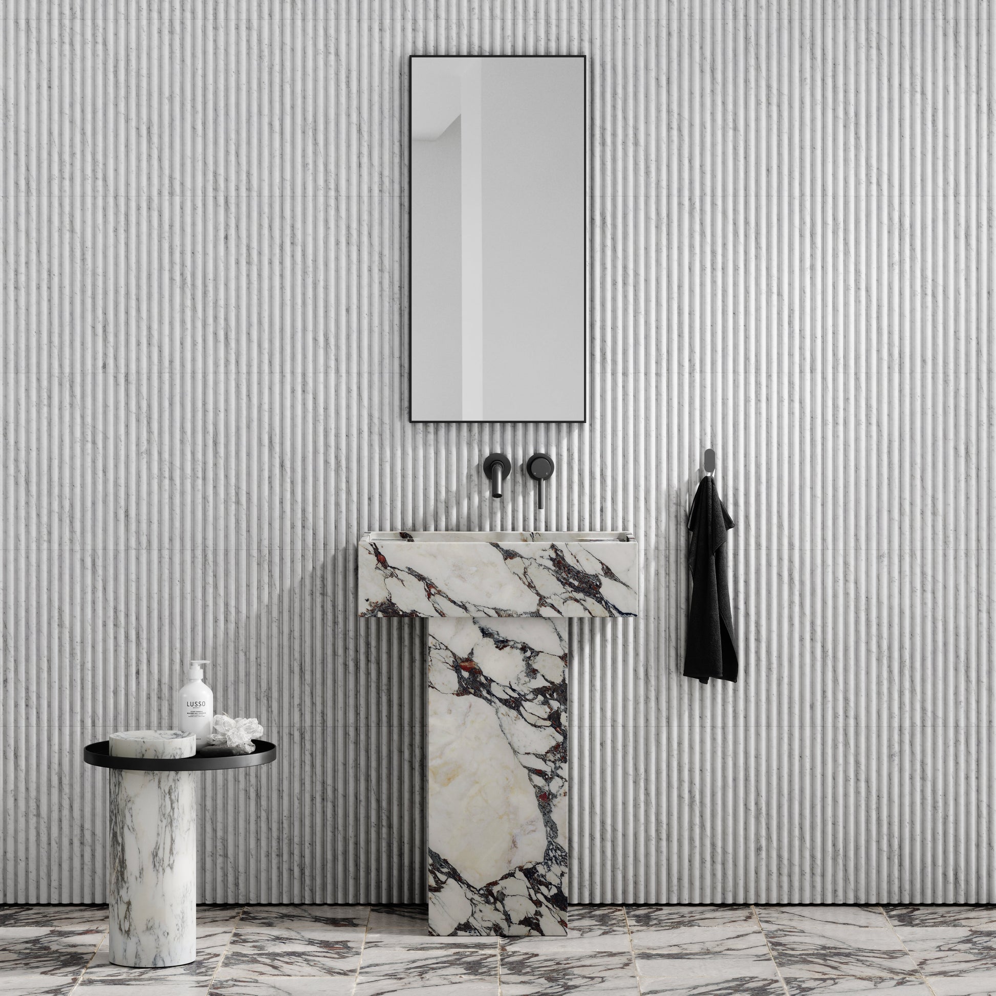 Concerto Calacatta Viola Marble Pedestal Basin 600mm