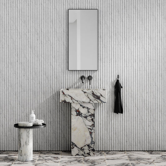 Concerto Calacatta Viola Marble Pedestal Basin 600mm
