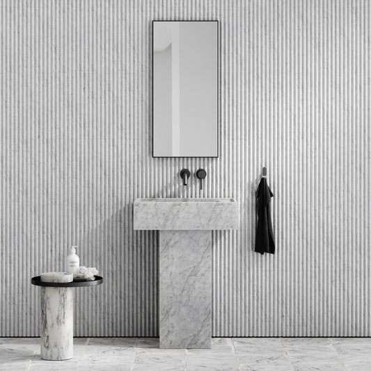 Concerto Carrara Marble Pedestal Basin 600mm