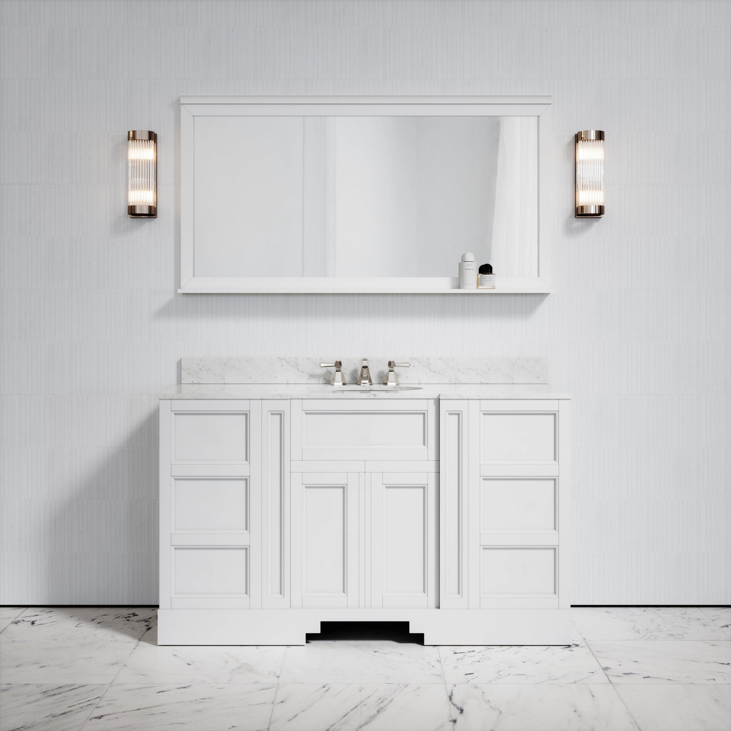 Eaton Carrara Marble Floorstanding Vanity Unit (Primed White) 1400mm