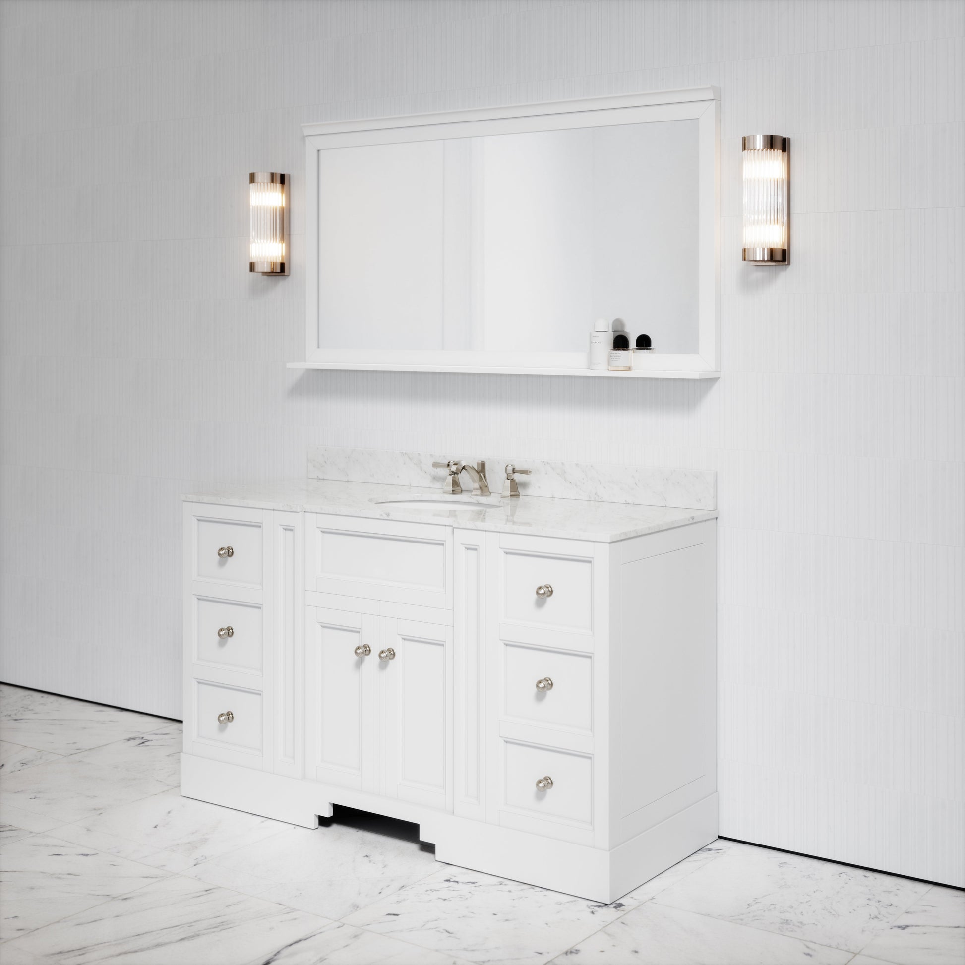 Eaton Carrara Marble Floorstanding Vanity Unit (Primed White) 1400mm