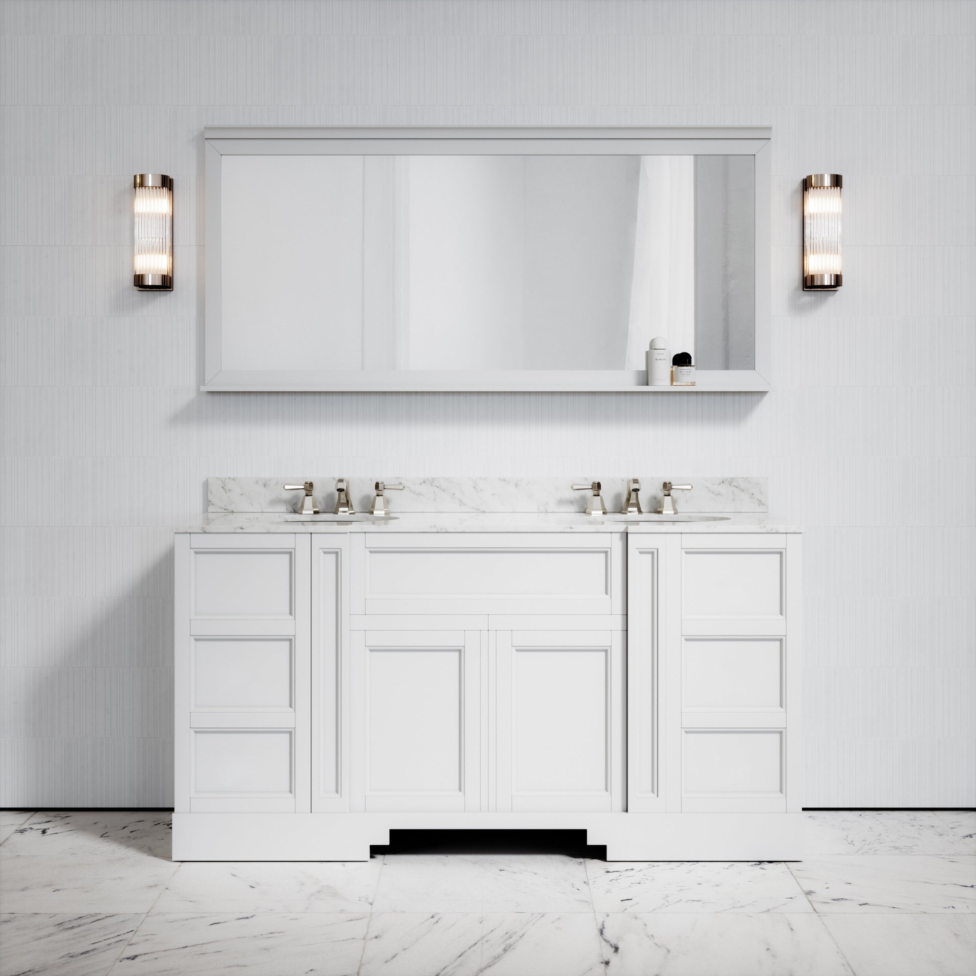 Eaton Carrara Marble Floorstanding Vanity Unit (Primed White) 1600mm