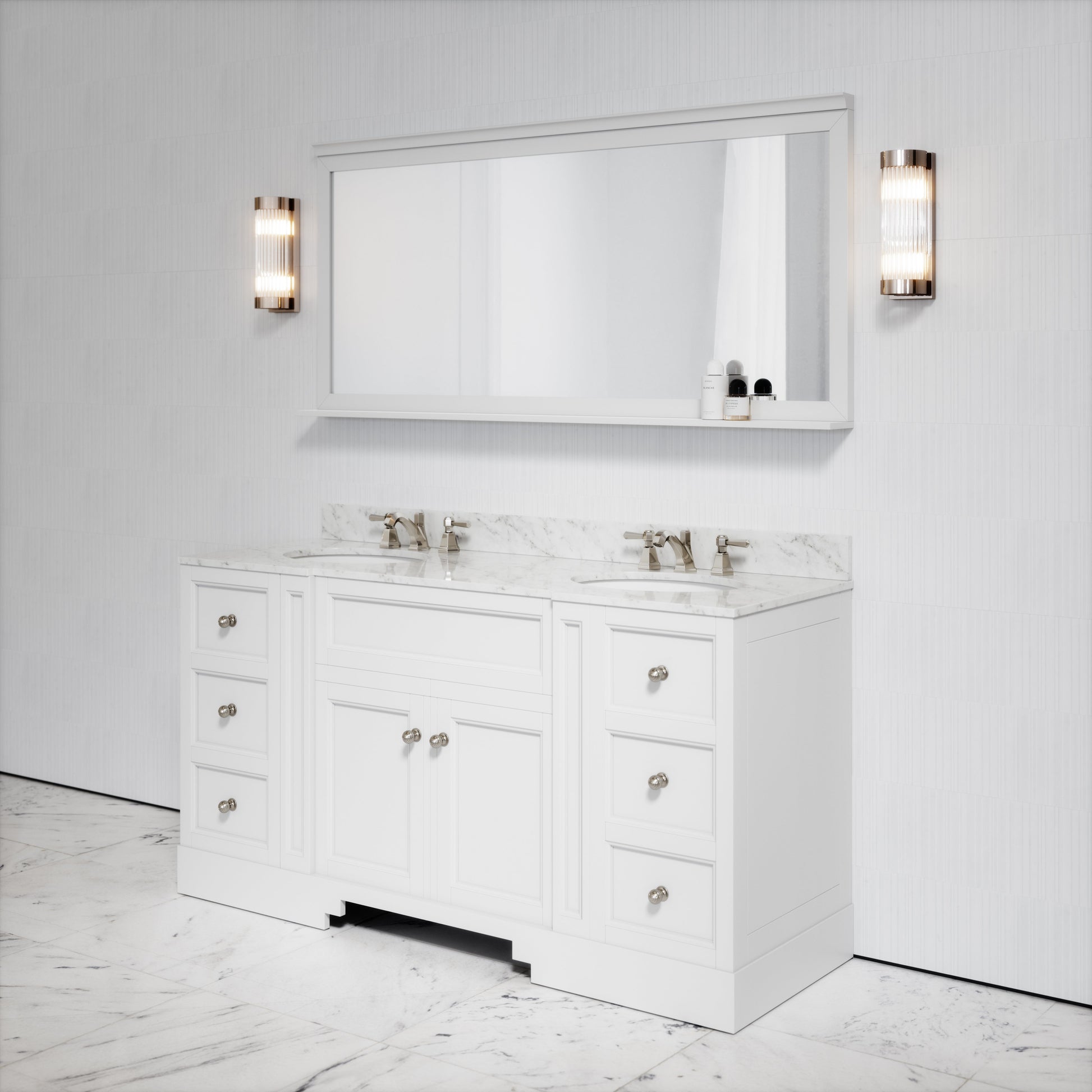Eaton Carrara Marble Floorstanding Vanity Unit (Primed White) 1600mm
