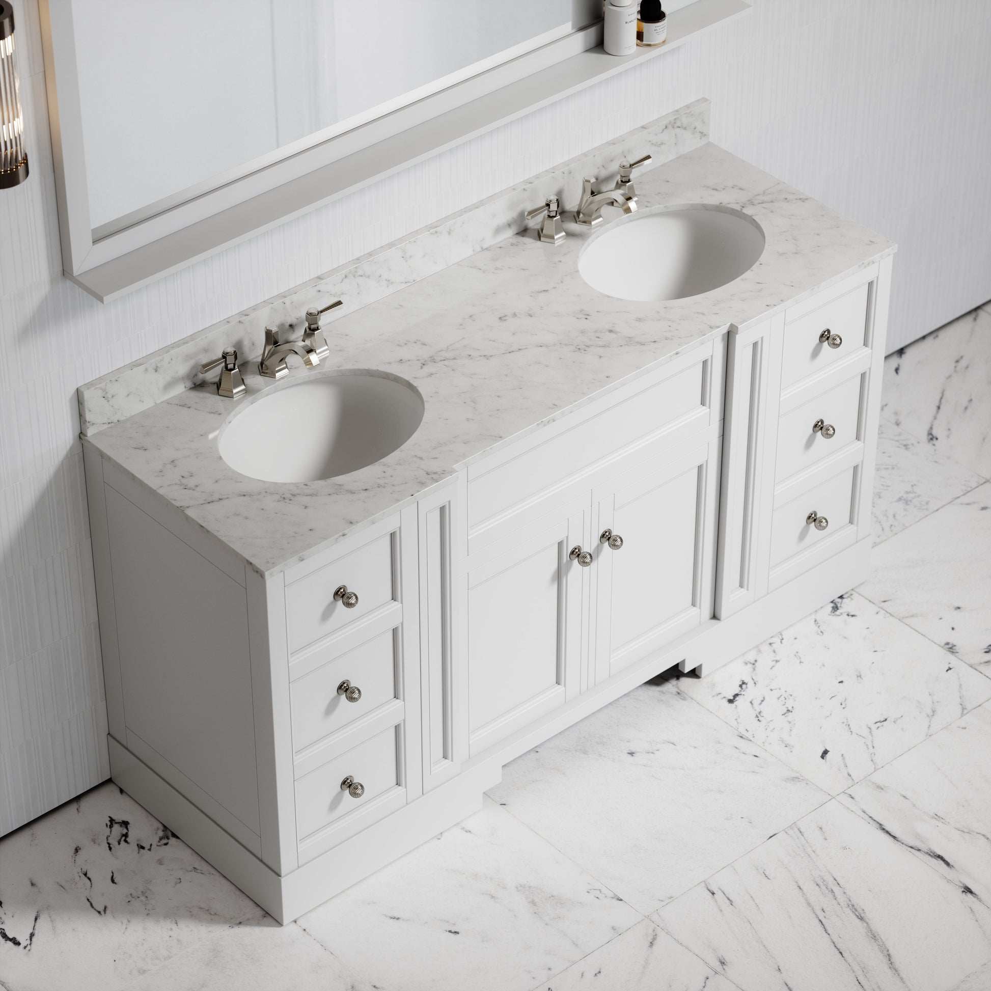 Eaton Carrara Marble Floorstanding Vanity Unit (Primed White) 1600mm