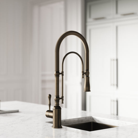 Claridge Traditional Pull Out Kitchen Tap Brushed Bronze