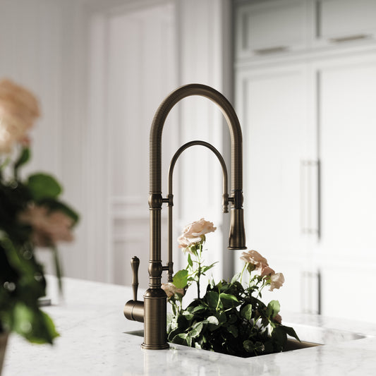 Deco Claridge Brushed Bronze Traditional Pull Out Kitchen Mixer Tap