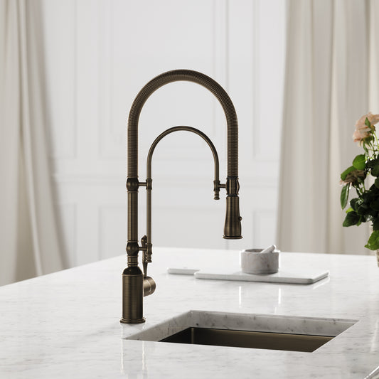 Claridge Traditional Pull Out Kitchen Tap Brushed Bronze