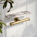 Deka Brushed Gold Double Toilet Roll Holder with Shelf