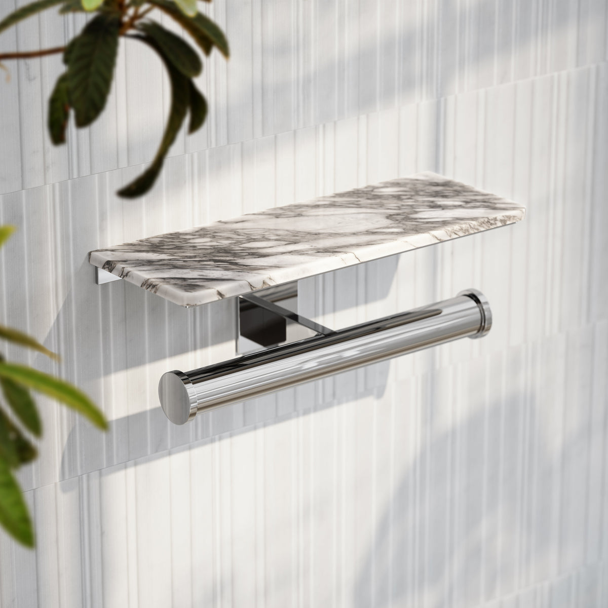 Deka Chrome Double Toilet Roll Holder with Shelf