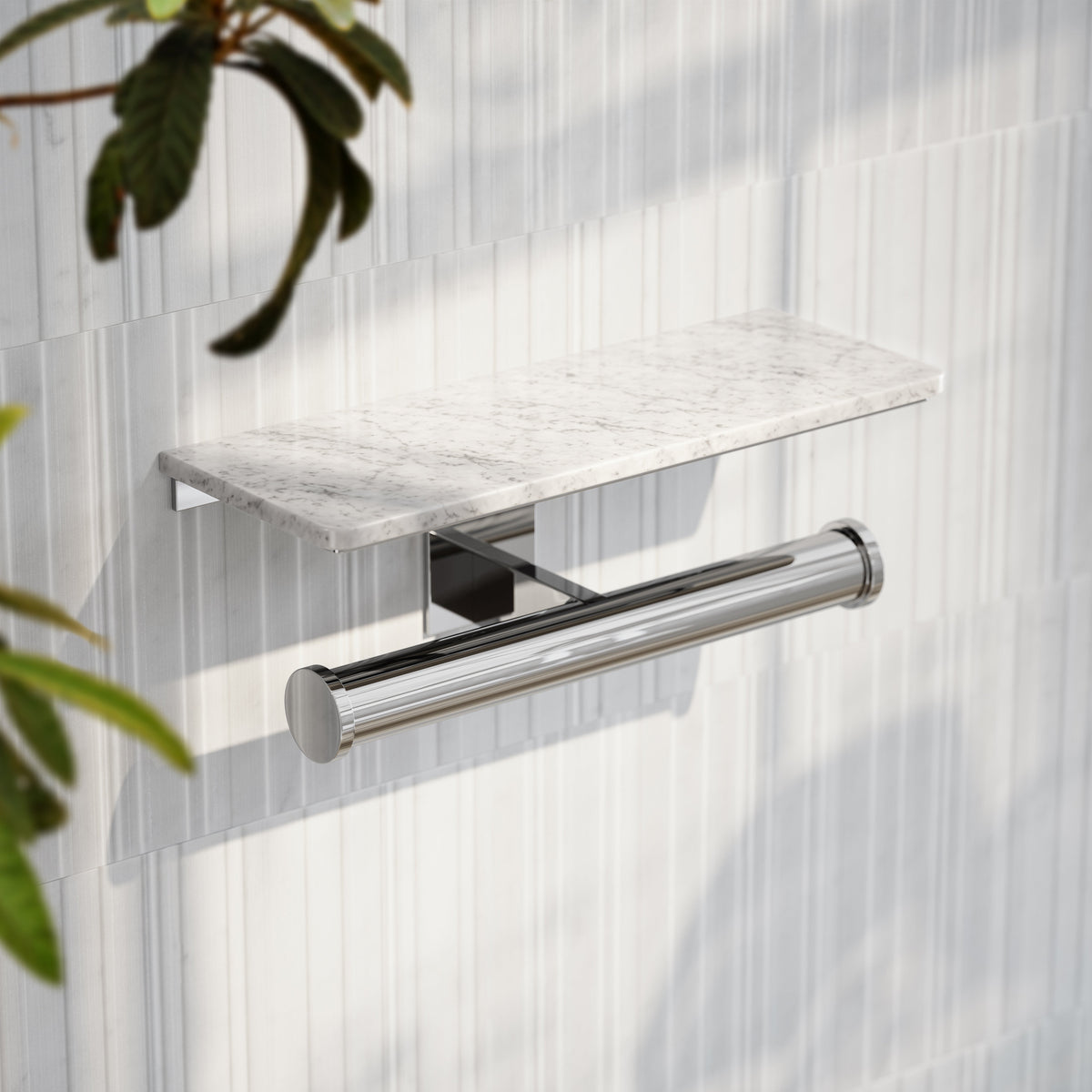 Deka Chrome Double Toilet Roll Holder with Shelf