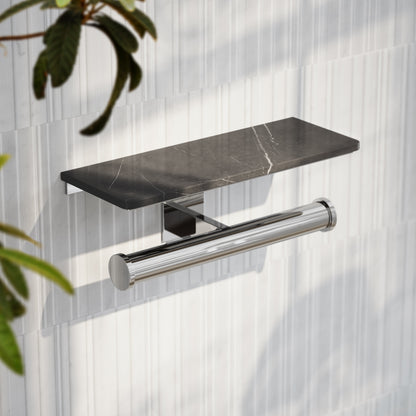 Deka Chrome Double Toilet Roll Holder with Shelf