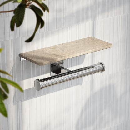 Deka Chrome Double Toilet Roll Holder with Shelf