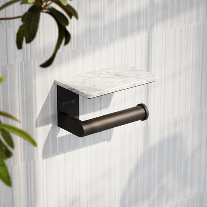 Deka Matte Black Toilet Roll Holder with Shelf
