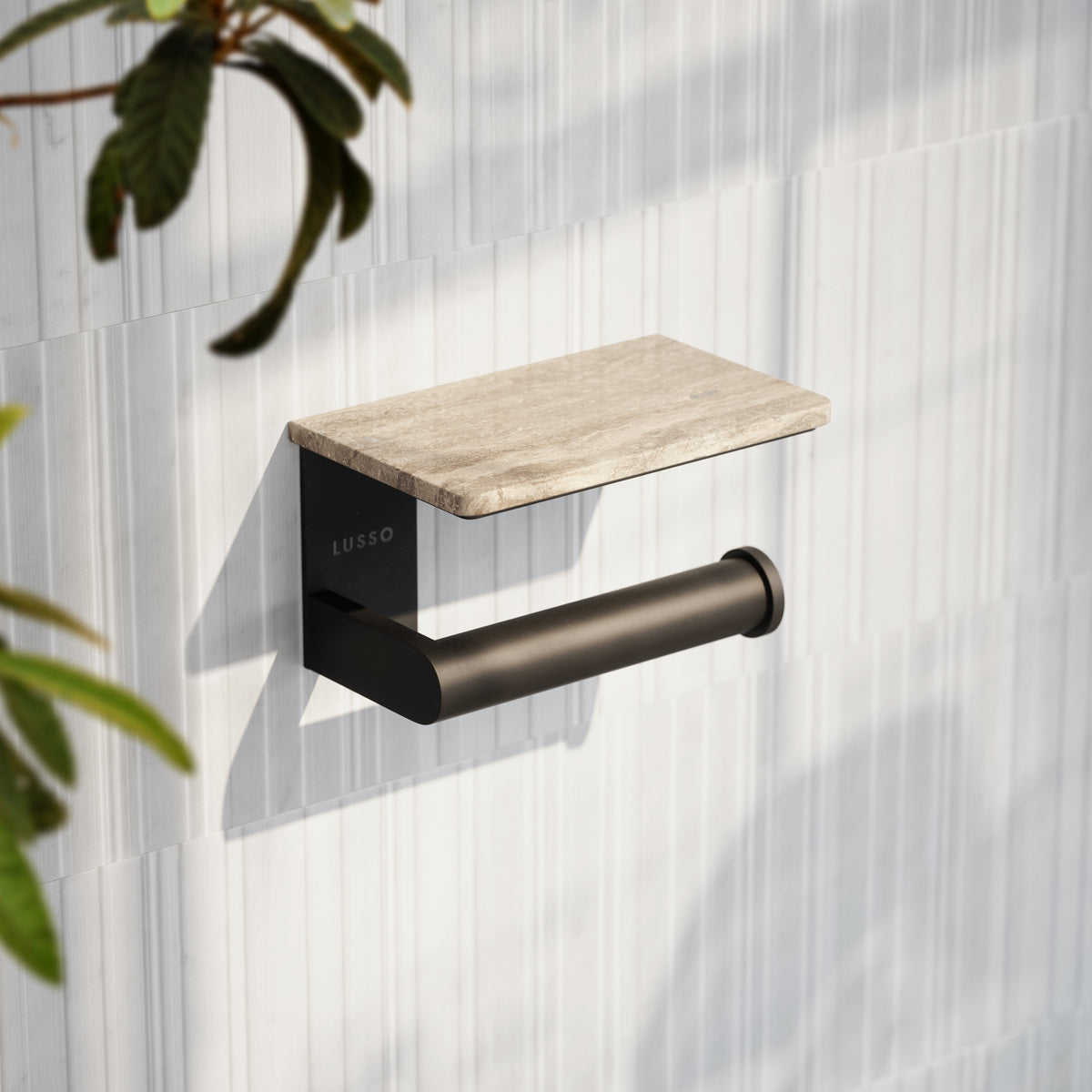Deka Matte Black Toilet Roll Holder with Shelf