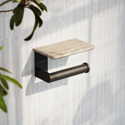 Deka Matte Black Toilet Roll Holder with Shelf