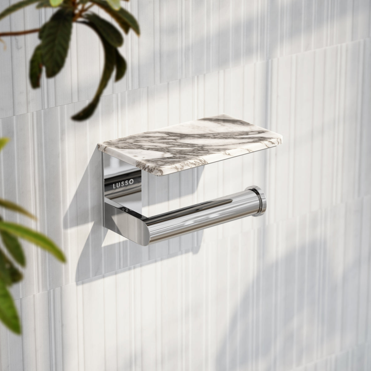 Deka Chrome Toilet Roll Holder with Shelf