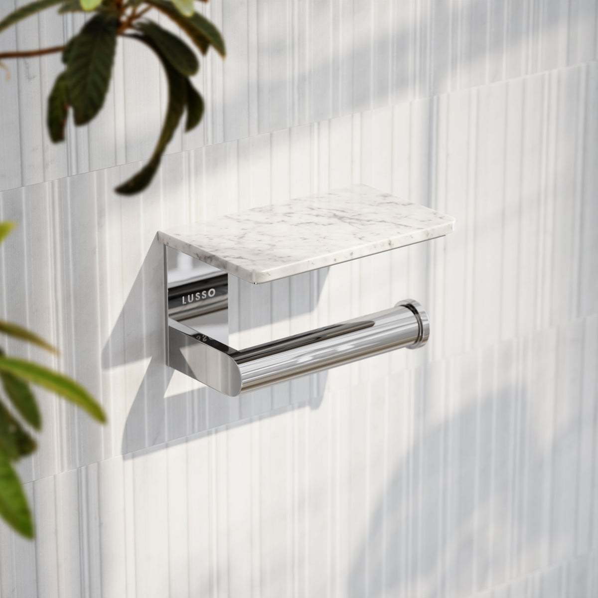 Deka Chrome Toilet Roll Holder with Shelf