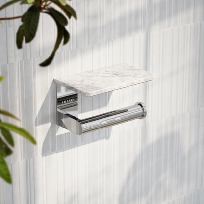 Deka Chrome Toilet Roll Holder with Shelf