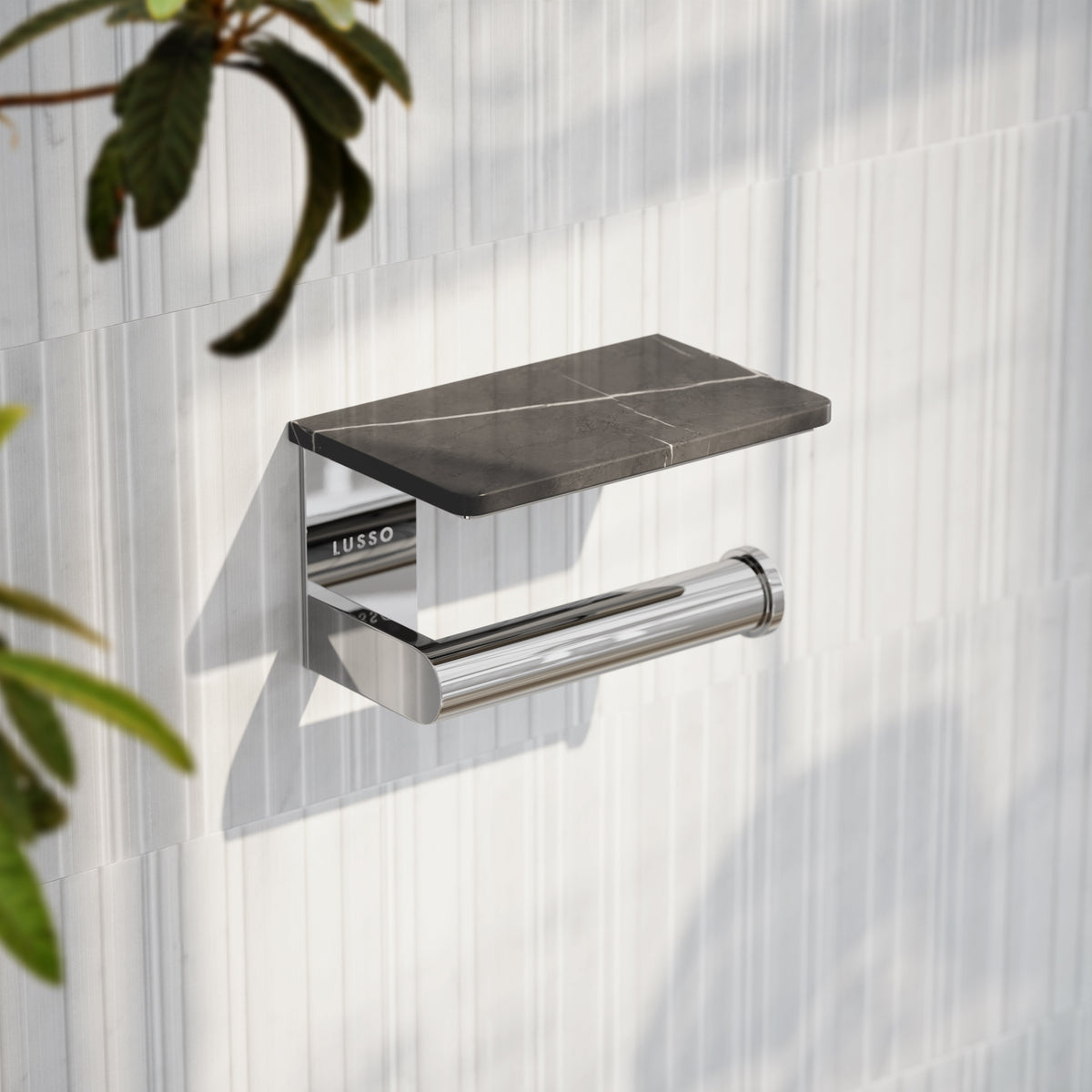 Deka Chrome Toilet Roll Holder with Shelf