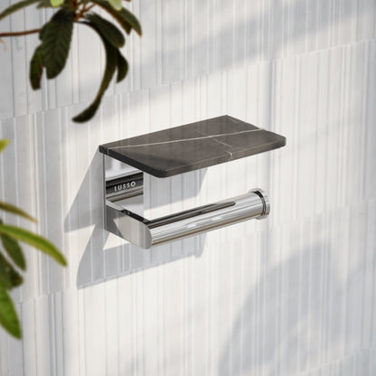 Deka Chrome Toilet Roll Holder with Shelf