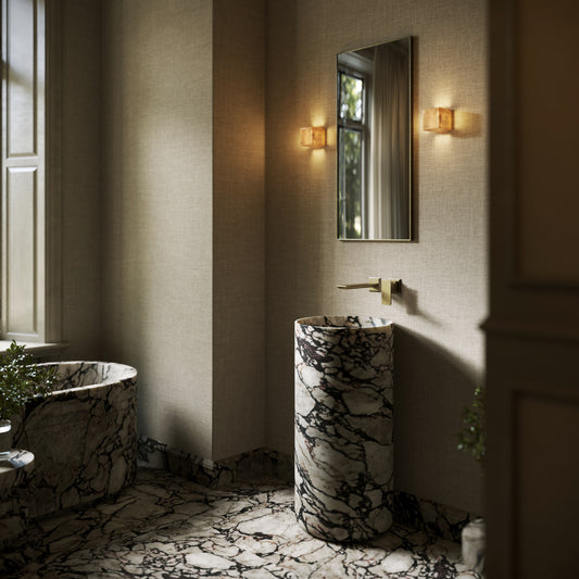 Designo Calacatta Viola Marble Pedestal Basin 400mm