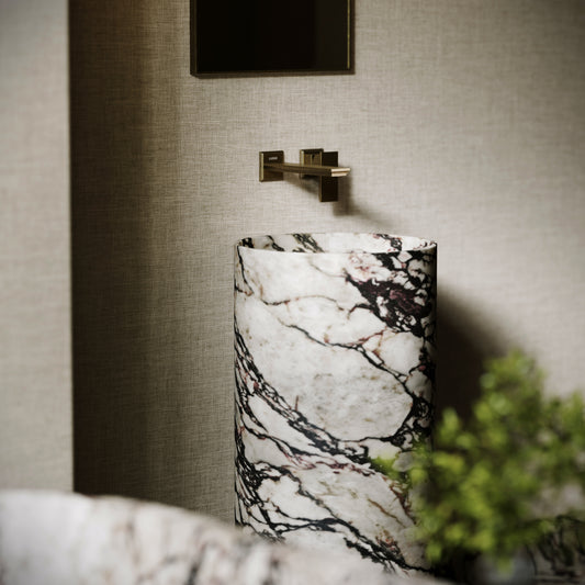 Designo Calacatta Viola Marble Pedestal Basin 400mm