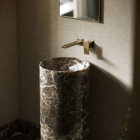 Designo Dark Emperador Marble Pedestal Basin 400mm