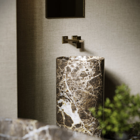 Designo Dark Emperador Marble Pedestal Basin 400mm