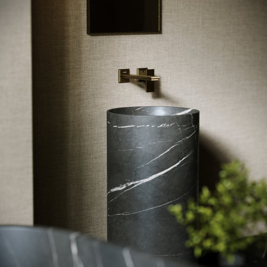 Designo Pietra Grey Marble Pedestal Basin 400mm
