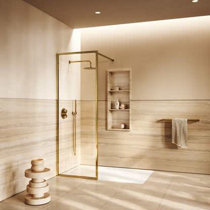 Designo Polished Brass Complete Walk In Shower Enclosure - KIT A - All Sizes