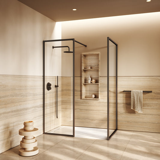 Designo Deep Bronze Complete Walk In Shower Enclosure - KIT B - All Sizes