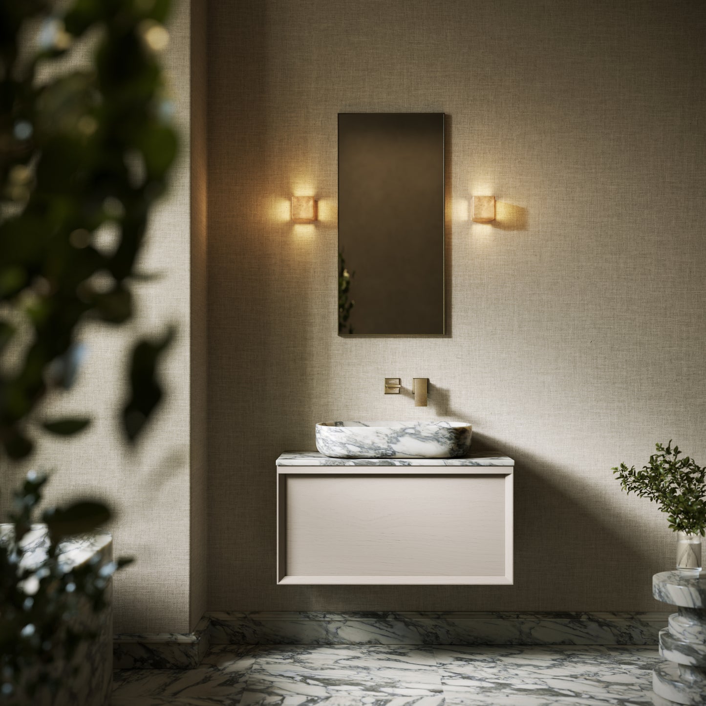 Designo Arabescato Marble Countertop Basin 550mm