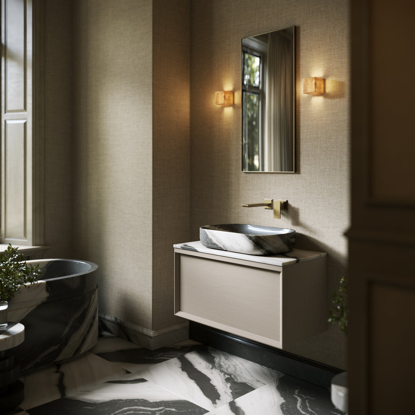 Designo Panda Marble Countertop Basin 550mm