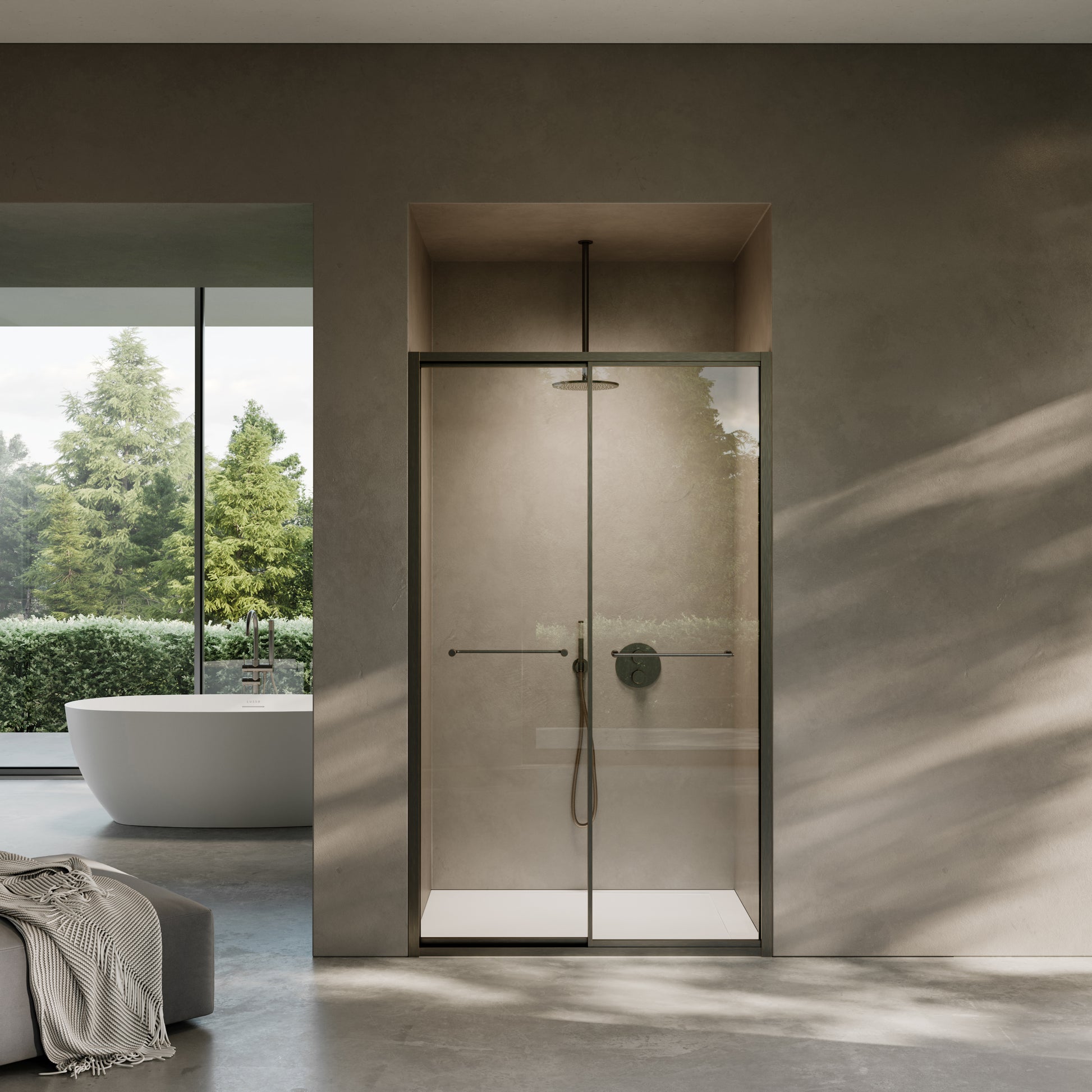 Dolce Brushed Bronze Sliding Door with Soft Close 1200mm
