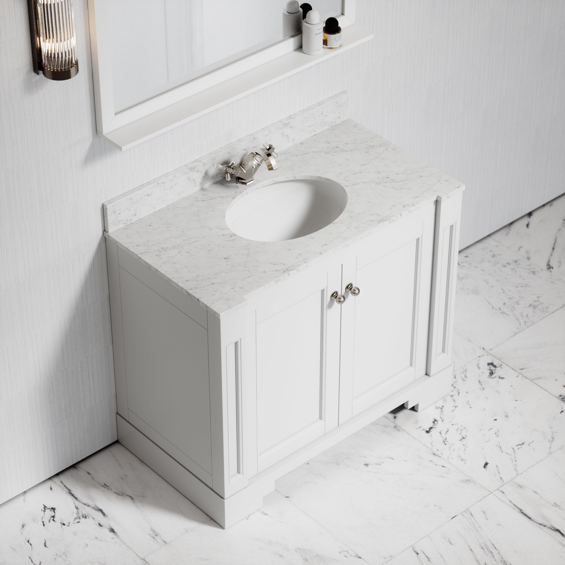 Eaton Carrara Marble Floorstanding Vanity Unit (Primed White) 1000mm