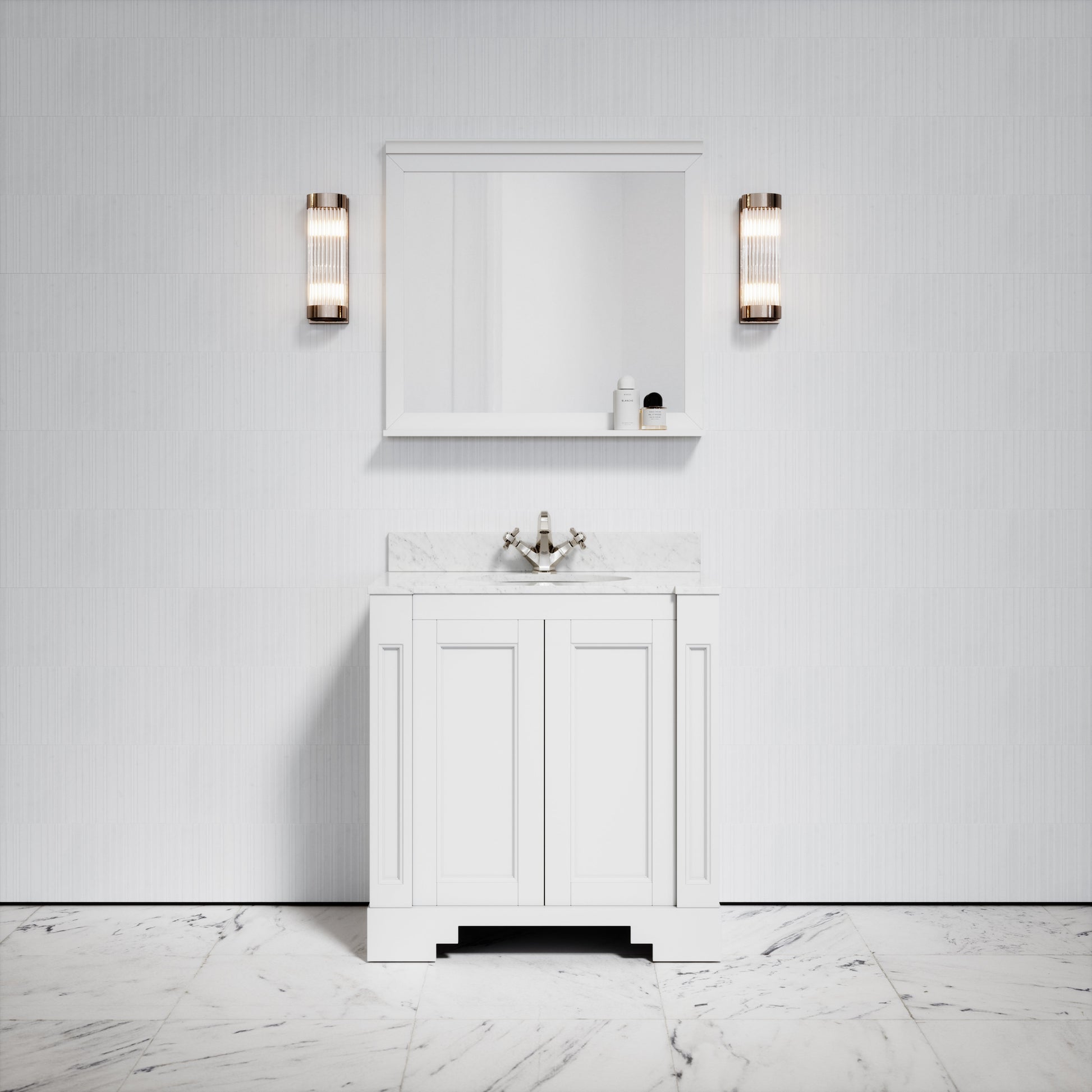Eaton Carrara Marble Floorstanding Vanity Unit (Primed White) 800mm