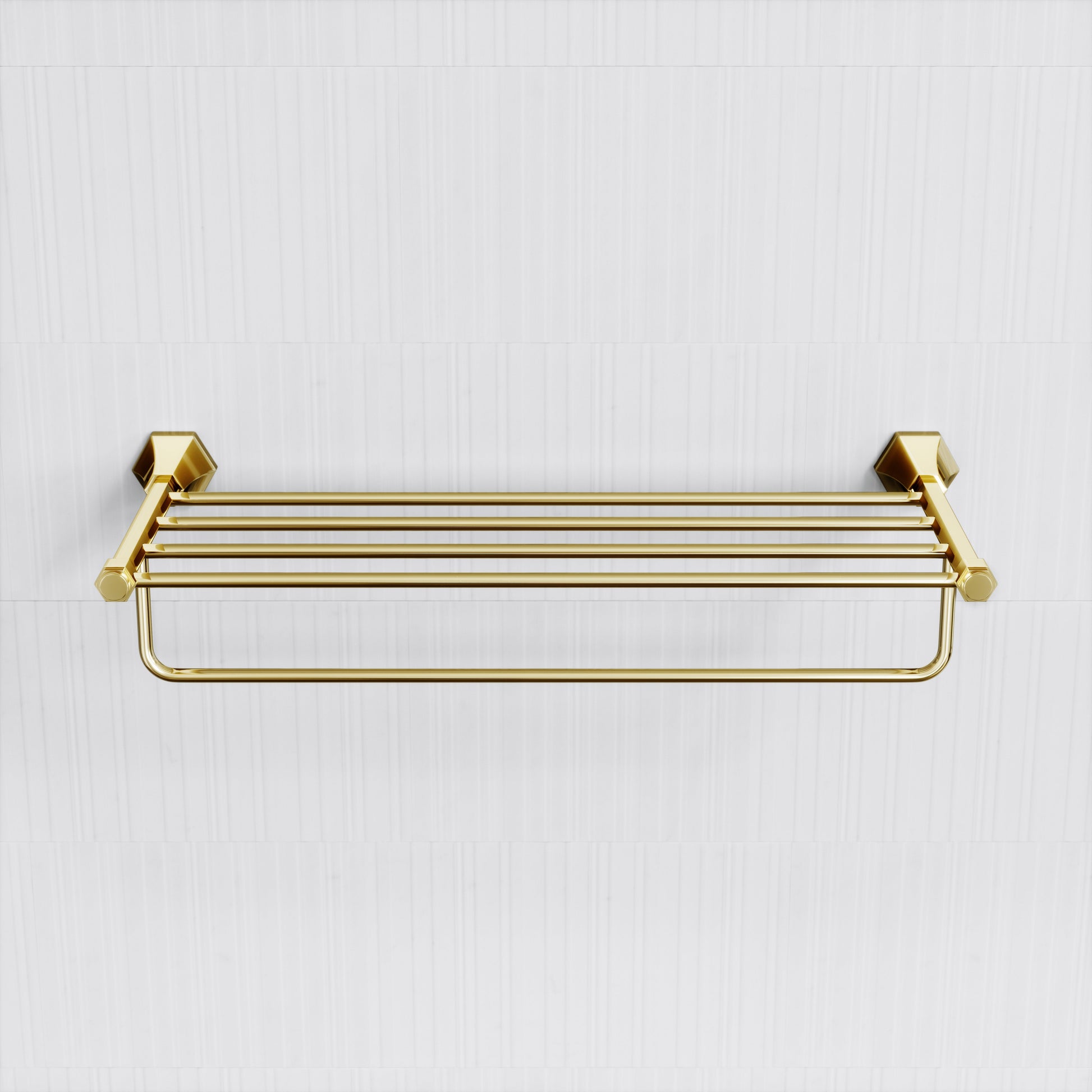 Eton Polished Brass Towel Shelf With Rail 600mm