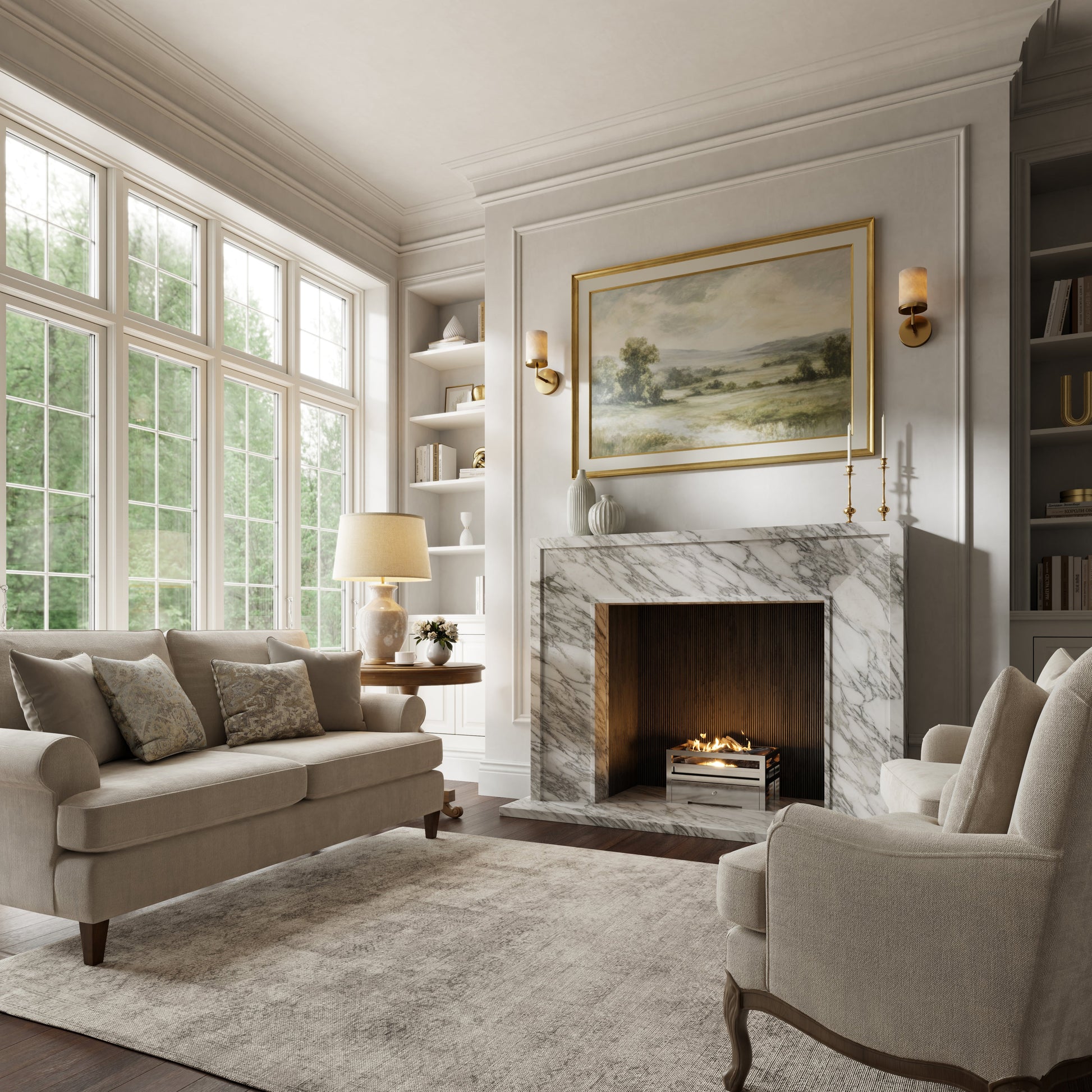 Beaumont Arabescato Honed Marble Fireplace 1600mm