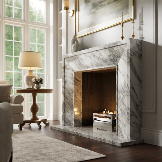 Beaumont Arabescato Honed Marble Fireplace 1600mm